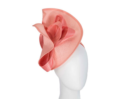 Large coral Fillies Collection racing fascinator with bow-0