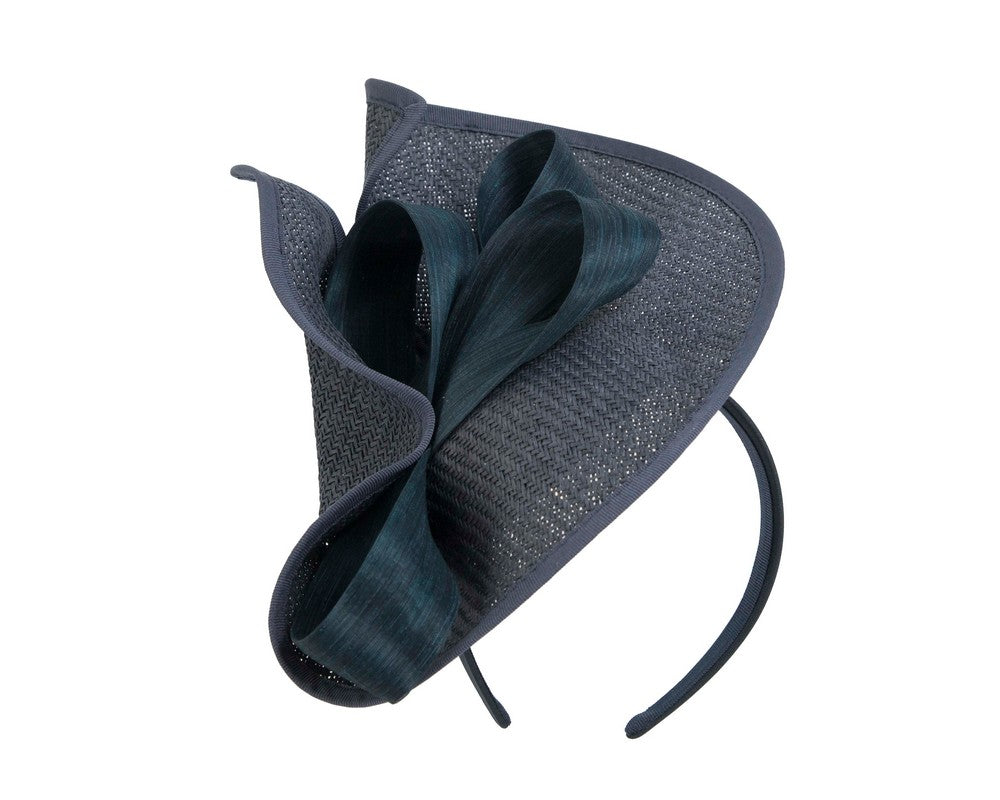 Large navy Fillies Collection racing fascinator with bow-1