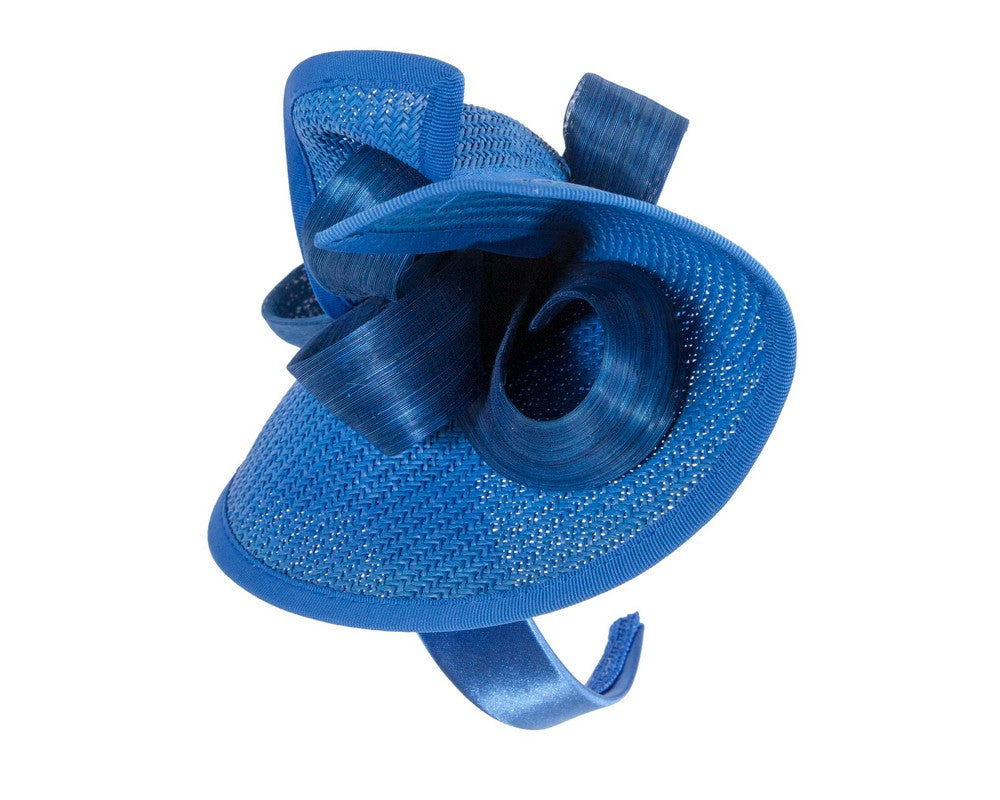 Large royal blue Fillies Collection racing fascinator with bow-2