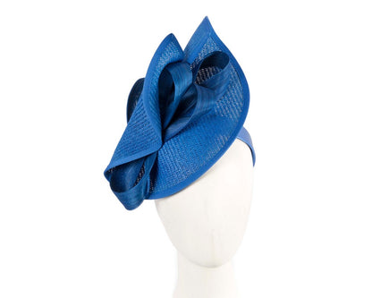 Large royal blue Fillies Collection racing fascinator with bow-0