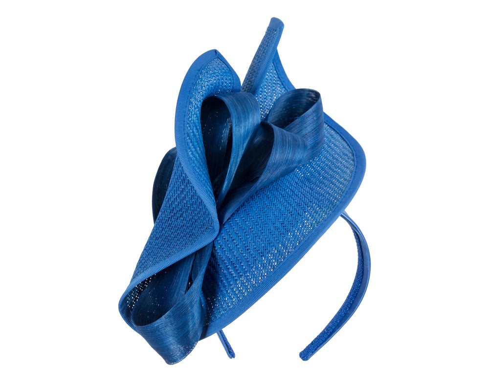 Large royal blue Fillies Collection racing fascinator with bow-1