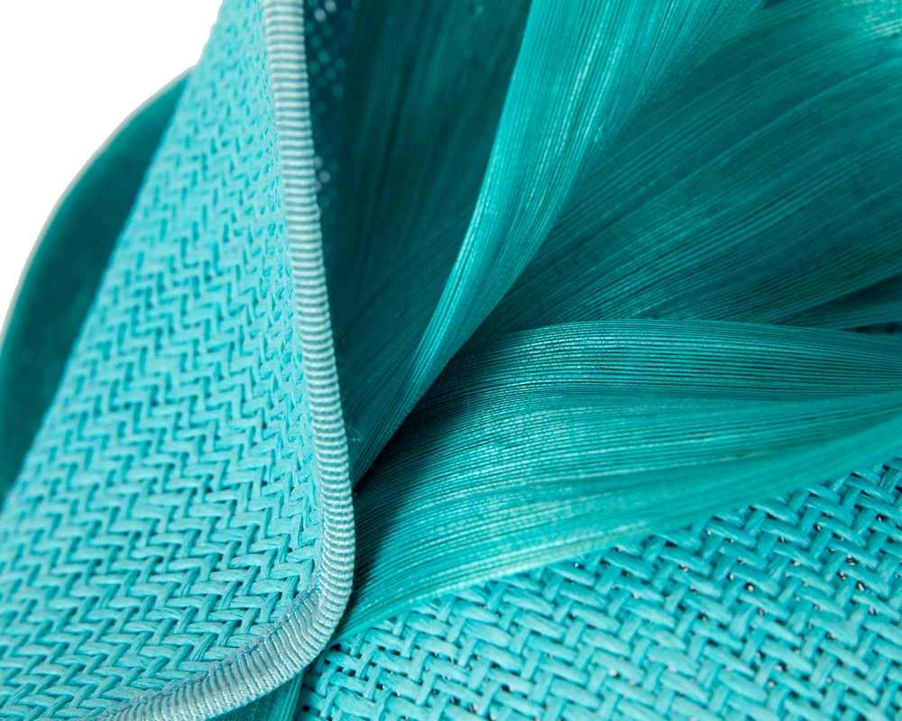 Large turquoise Fillies Collection racing fascinator with bow-3