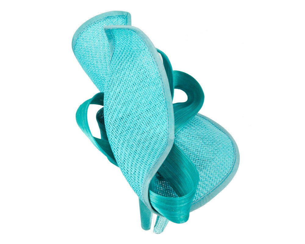 Large turquoise Fillies Collection racing fascinator with bow-2