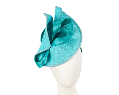 Large turquoise Fillies Collection racing fascinator with bow-0