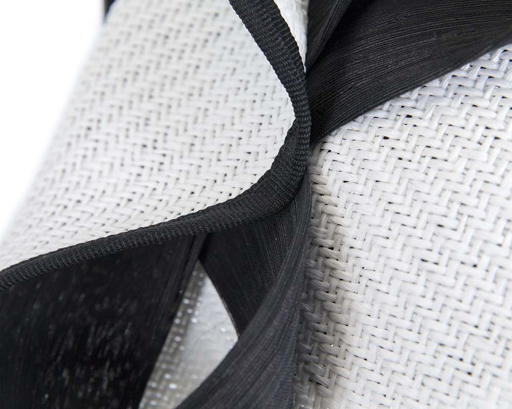 Large white & black Fillies Collection racing fascinator with bow-4