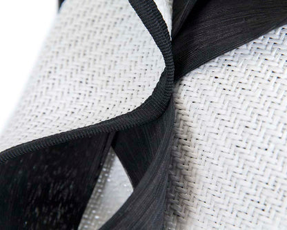 Large white & black Fillies Collection racing fascinator with bow-4