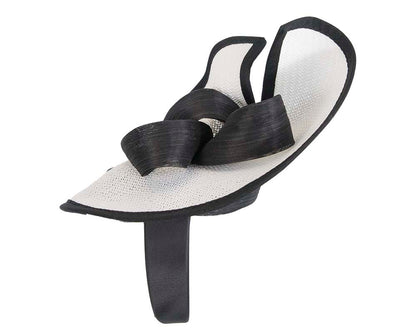 Large white & black Fillies Collection racing fascinator with bow-2