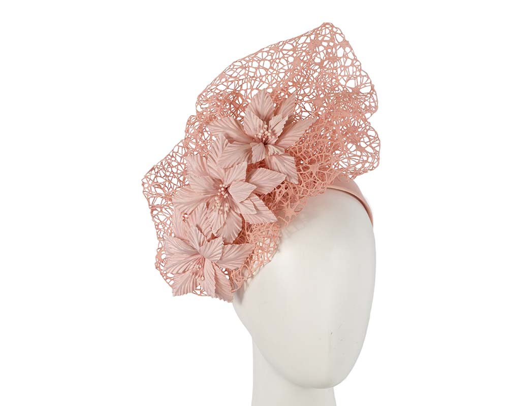 Staggering peach pink racing fascinator by Fillies Collection-0