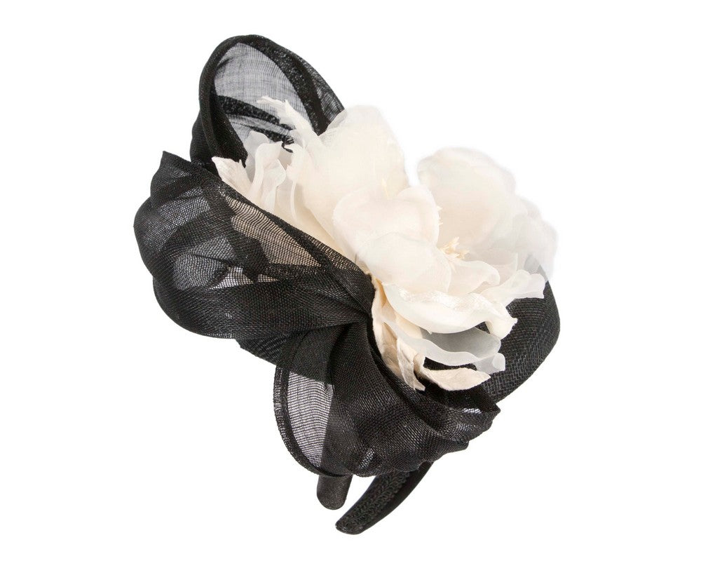 Astonishing black & cream pillbox racing fascinator by Fillies Collection