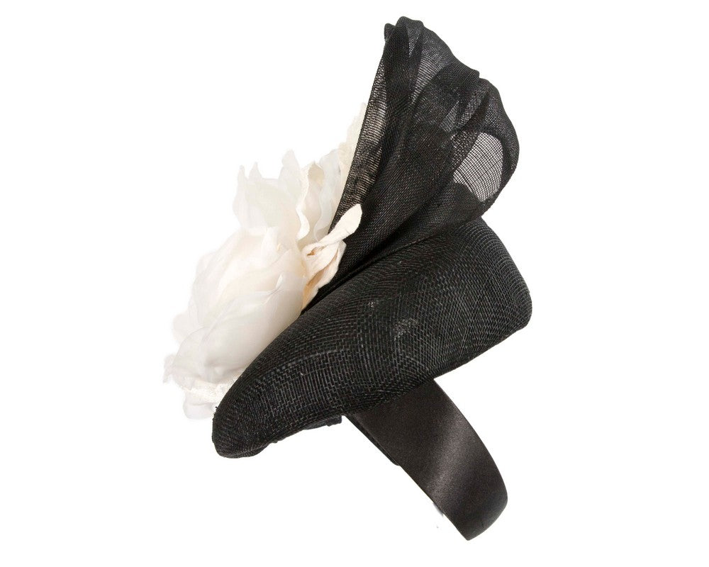 Astonishing black & cream pillbox racing fascinator by Fillies Collection
