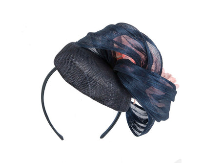 Astonishing navy & pink pillbox racing fascinator by Fillies Collection-5