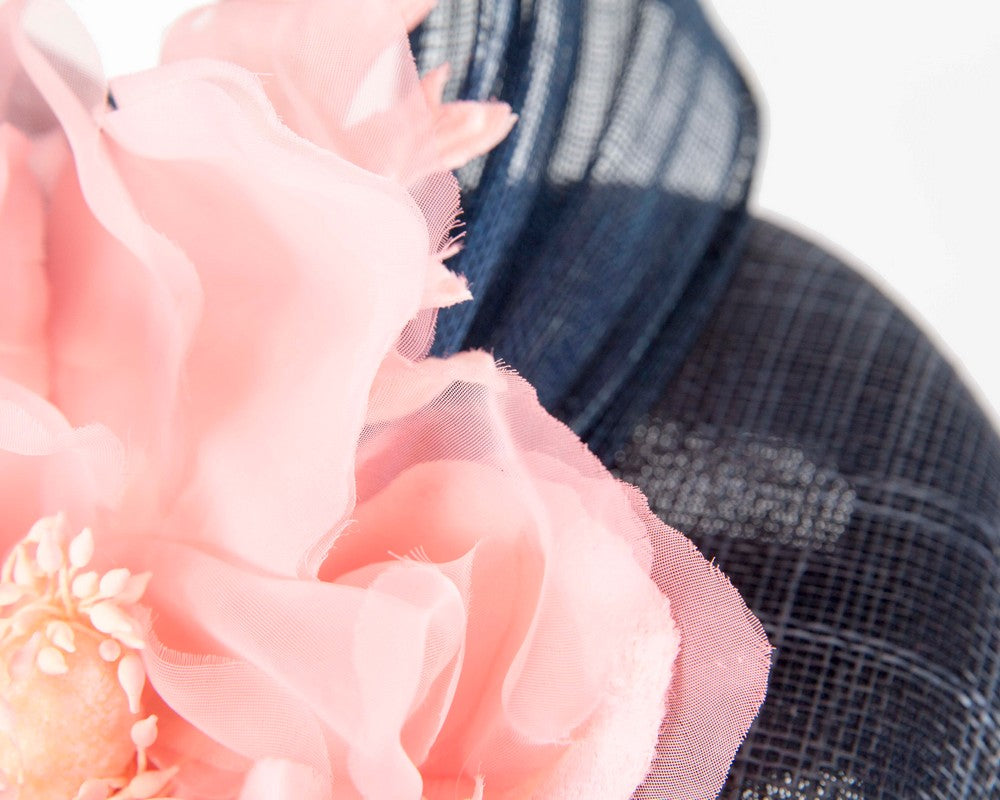 Astonishing navy & pink pillbox racing fascinator by Fillies Collection-4