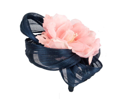 Astonishing navy & pink pillbox racing fascinator by Fillies Collection-3