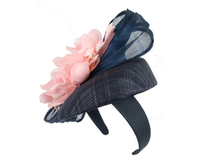 Astonishing navy & pink pillbox racing fascinator by Fillies Collection-2