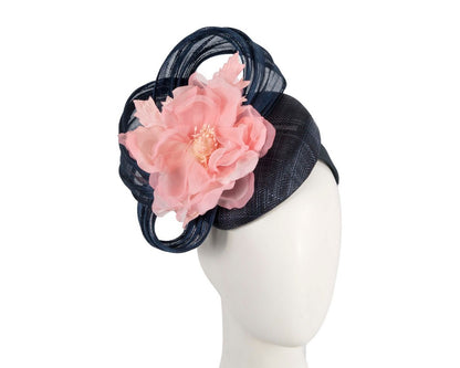 Astonishing navy & pink pillbox racing fascinator by Fillies Collection-0