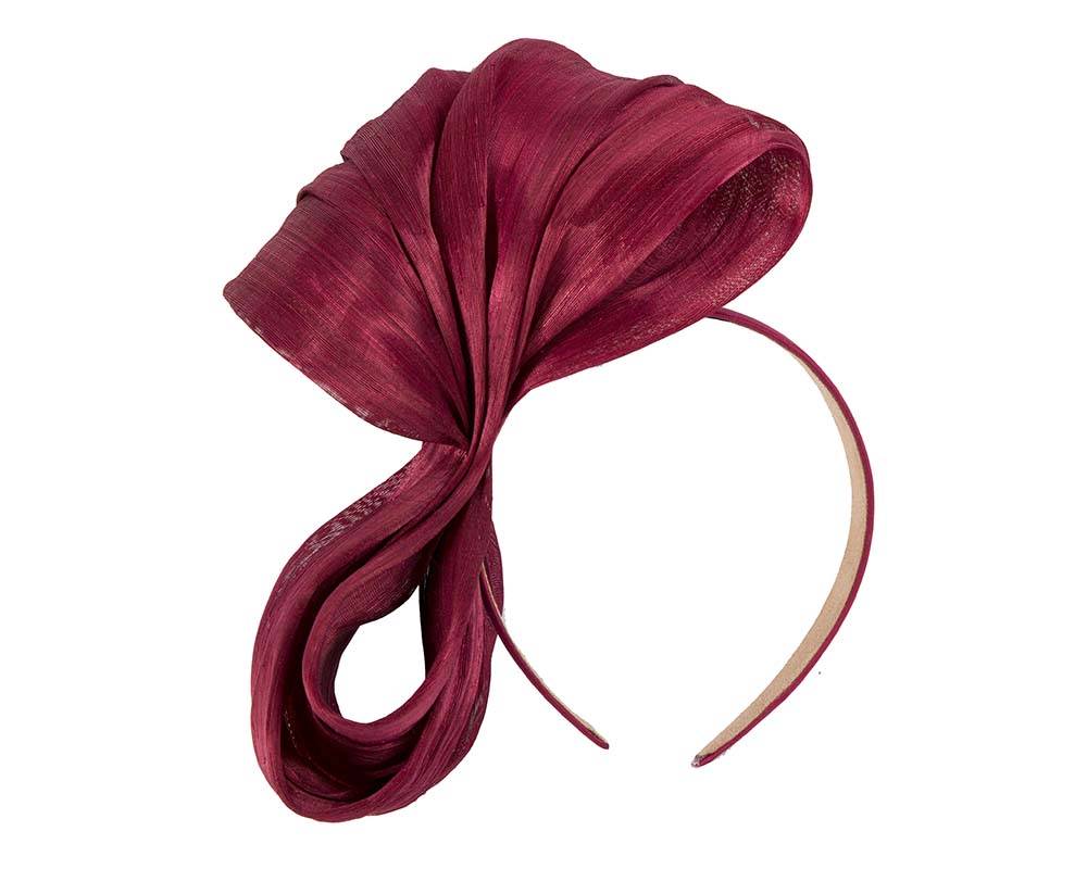 Exclusive burgundy wine silk abaca bow by Fillies Collection-1