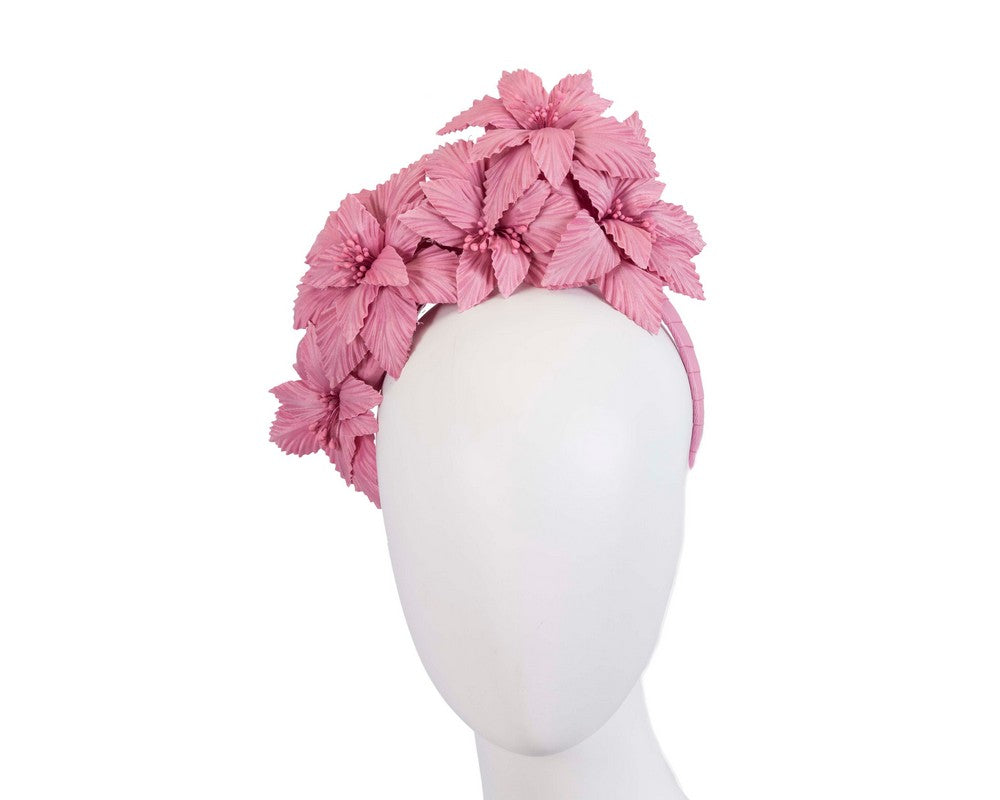 Dusty pink sculptured flower headband fascinator by Fillies Collection
