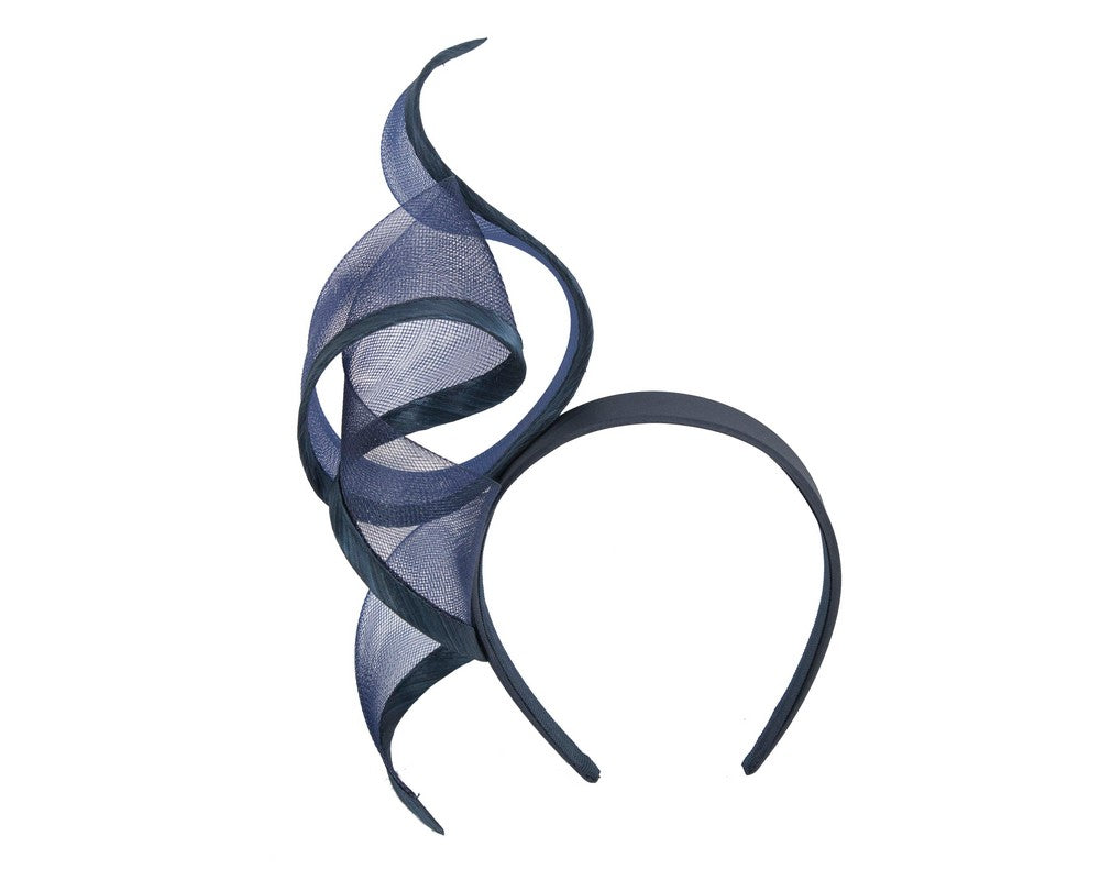 Sculptured navy racing fascinator by Fillies Collection-1