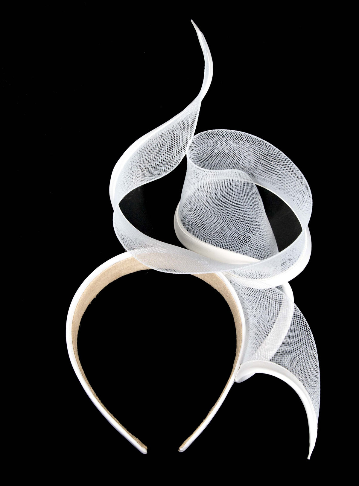 Sculptured white racing fascinator by Fillies Collection-3
