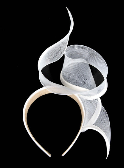 Sculptured white racing fascinator by Fillies Collection-3