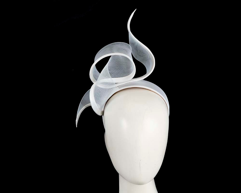 Sculptured white racing fascinator by Fillies Collection-0