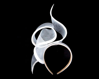 Sculptured white racing fascinator by Fillies Collection-1
