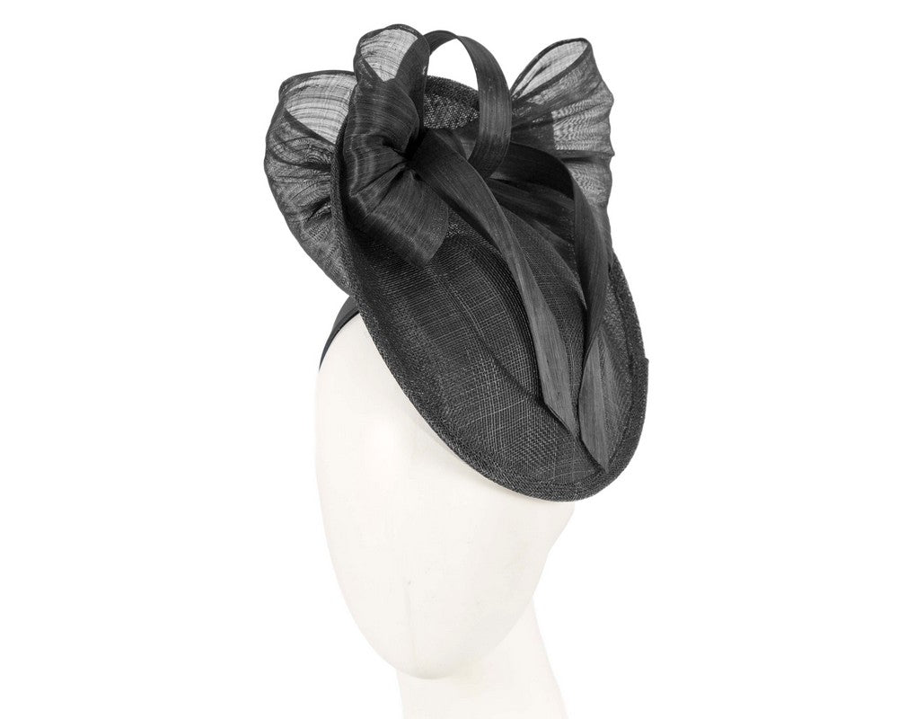 Black fascinator with bow by Fillies Collection-0