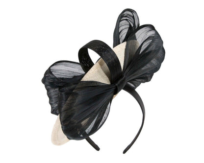 Cream & black fascinator with bow by Fillies Collection-6