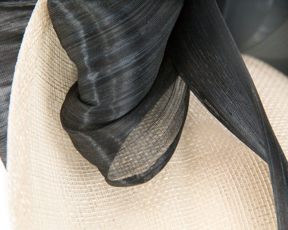Cream & black fascinator with bow by Fillies Collection-5