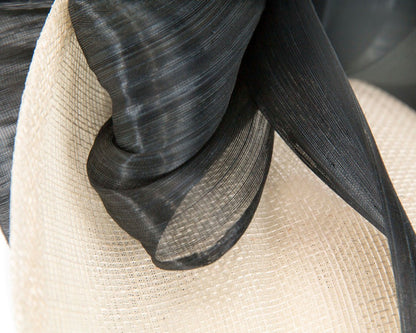 Cream & black fascinator with bow by Fillies Collection-5