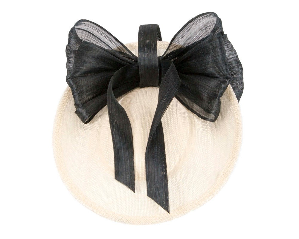Cream & black fascinator with bow by Fillies Collection-4