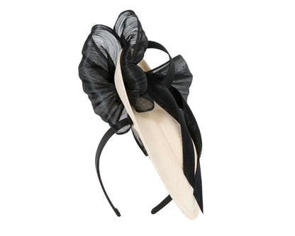 Cream & black fascinator with bow by Fillies Collection-3