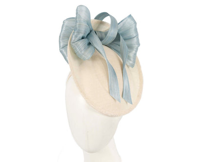 Cream & blue fascinator with bow by Fillies Collection-0