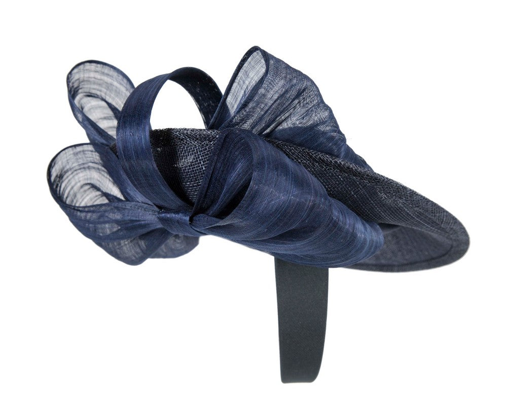 Navy fascinator with bow by Fillies Collection-3