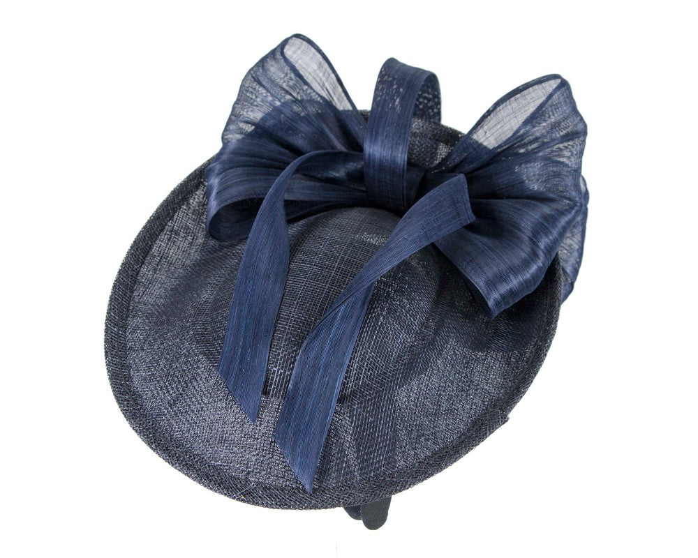 Navy fascinator with bow by Fillies Collection-2