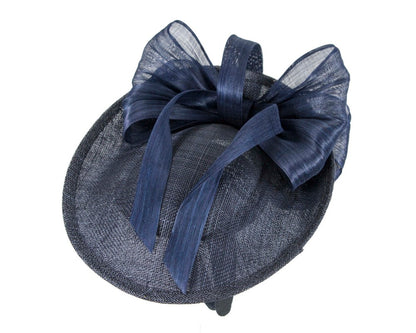 Navy fascinator with bow by Fillies Collection-2