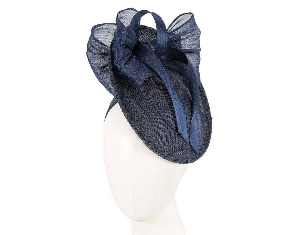 Navy fascinator with bow by Fillies Collection-0