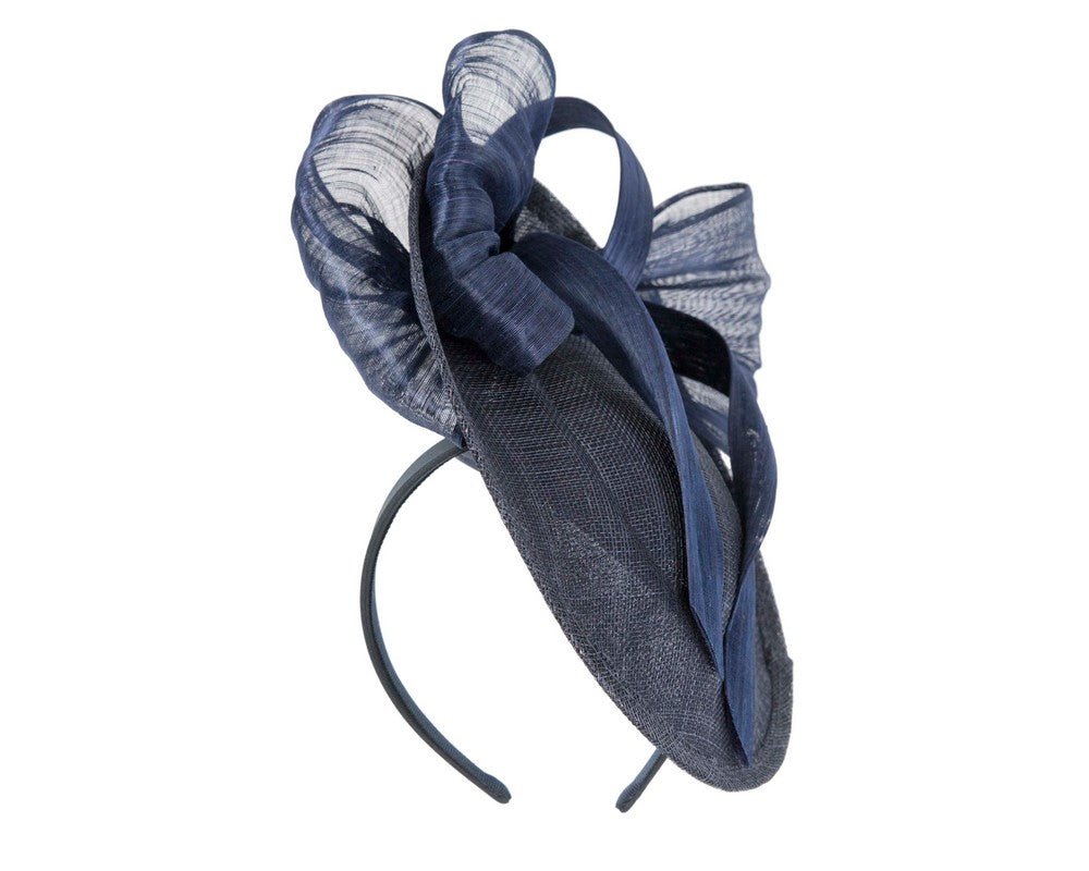 Navy fascinator with bow by Fillies Collection-1