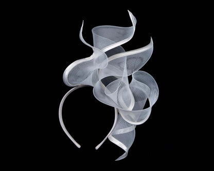 Bespoke white racing fascinator by Fillies Collection