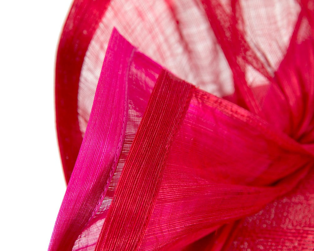 Bespoke red & fuchsia racing fascinator by Fillies Collection