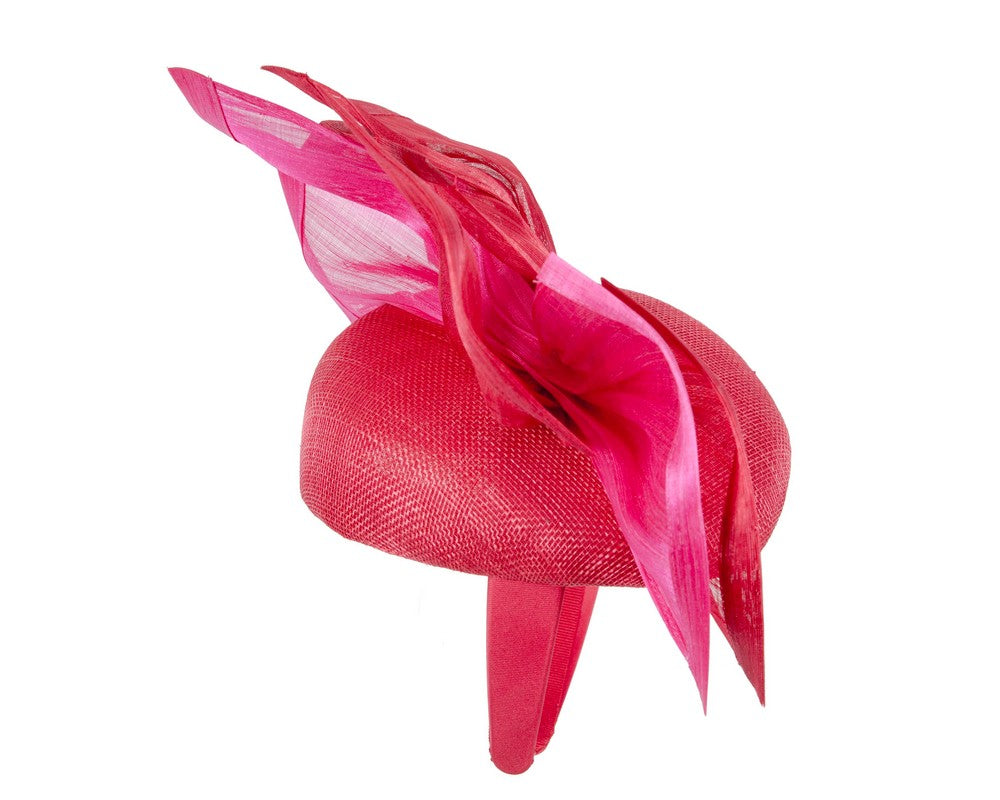Bespoke red & fuchsia racing fascinator by Fillies Collection