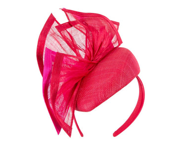 Bespoke red & fuchsia racing fascinator by Fillies Collection