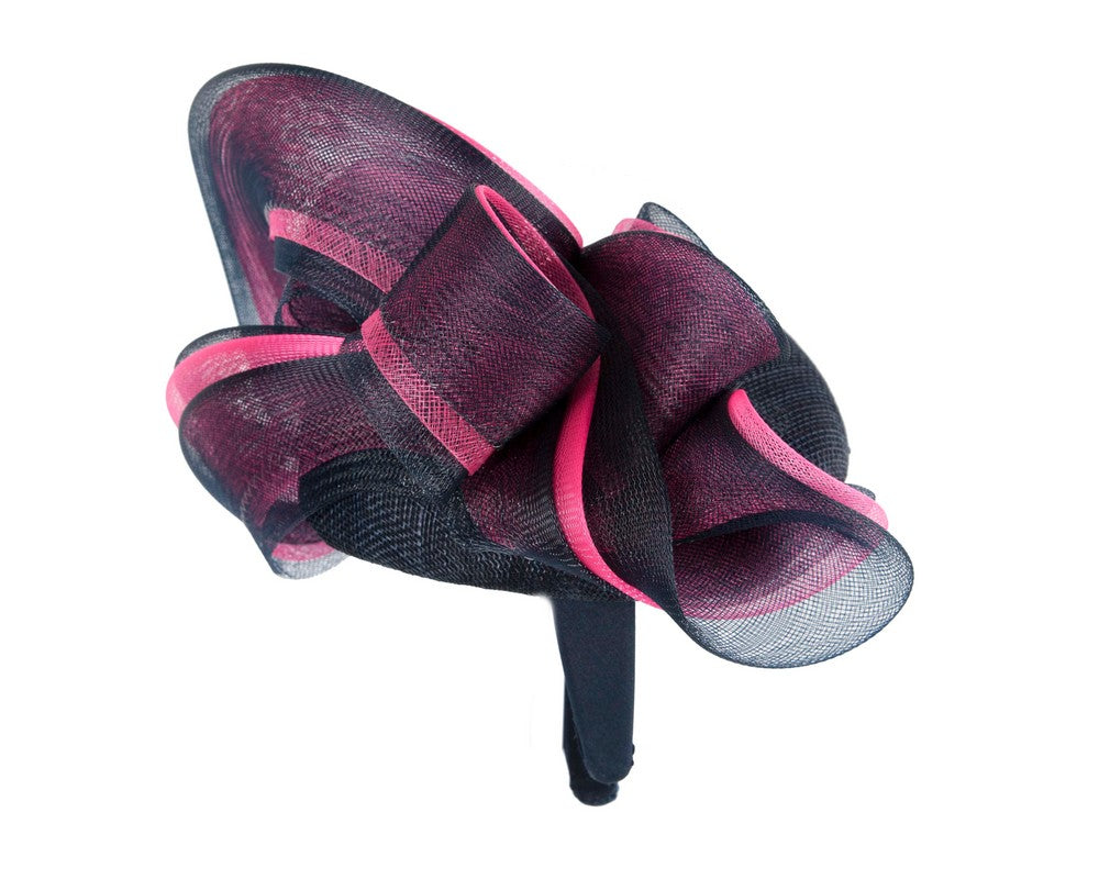 Dark Navy & fuchsia racing fascinator by Fillies Collection-3