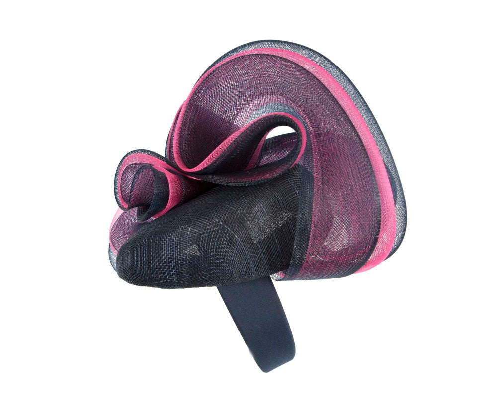 Dark Navy & fuchsia racing fascinator by Fillies Collection-2
