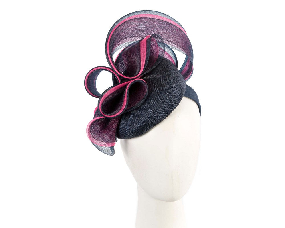 Dark Navy & fuchsia racing fascinator by Fillies Collection-0