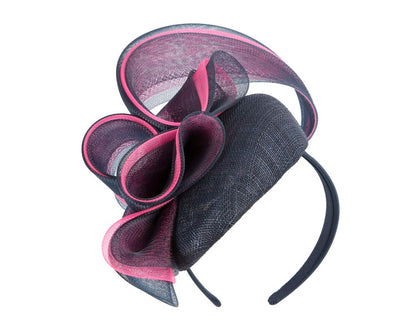Dark Navy & fuchsia racing fascinator by Fillies Collection-1