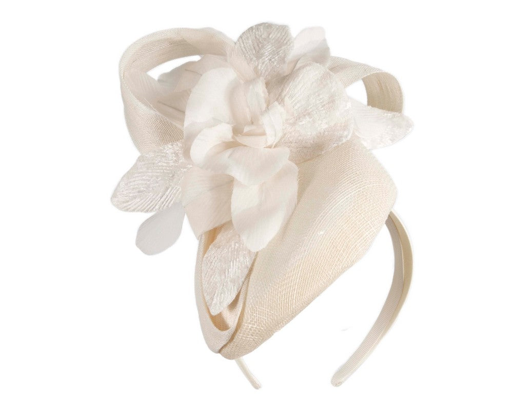 Tall cream racing pillbox fascinator by Fillies Collection-1