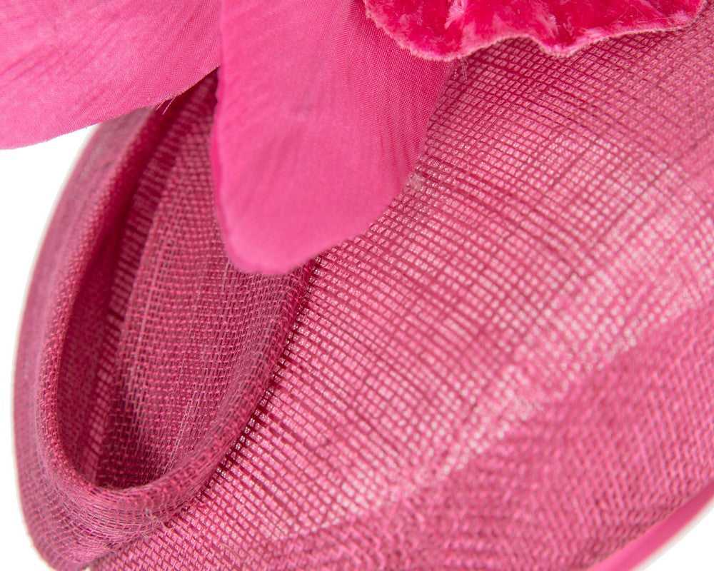 Tall fuchsia racing pillbox fascinator by Fillies Collection