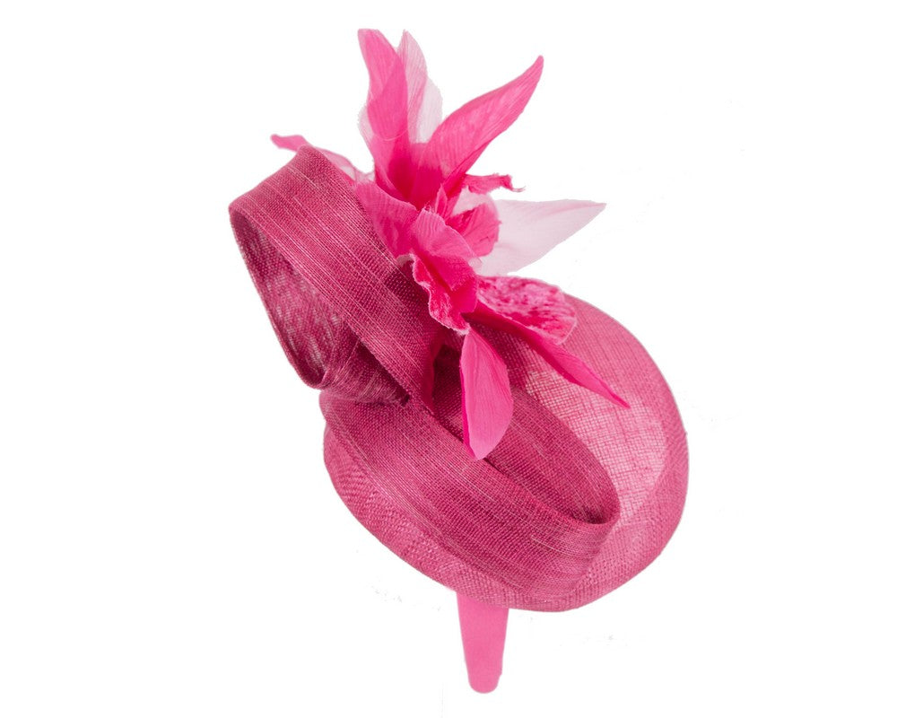 Tall fuchsia racing pillbox fascinator by Fillies Collection