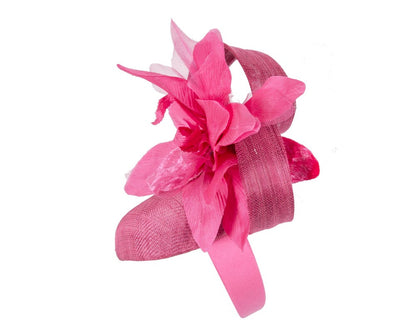 Tall fuchsia racing pillbox fascinator by Fillies Collection